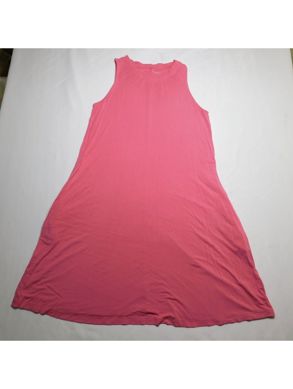 Time and Tru Womens Medium Pink Knit Tank Dress Sleeveless Pockets Crew Neck M 8